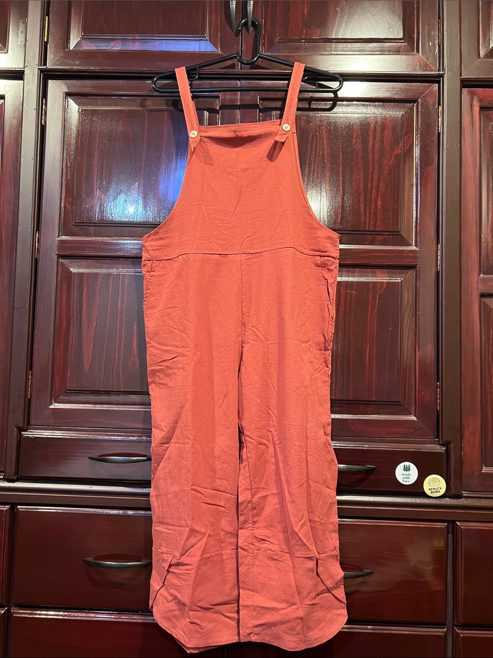 Women's Rust Red Wide-Leg Overalls Jumpsuit